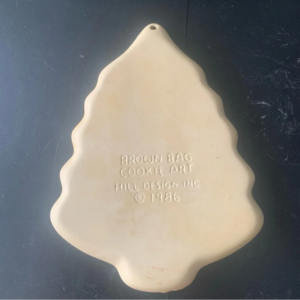 Vintage Brown Bag Cookie Art Stoneware 1986 Hill Design Craft Mold X-Mas Tree